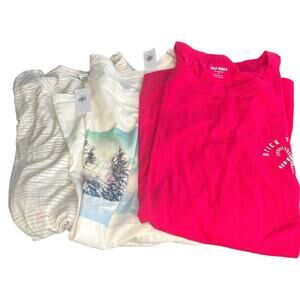 Old Navy Bright Pink and Cream Women's Tees
